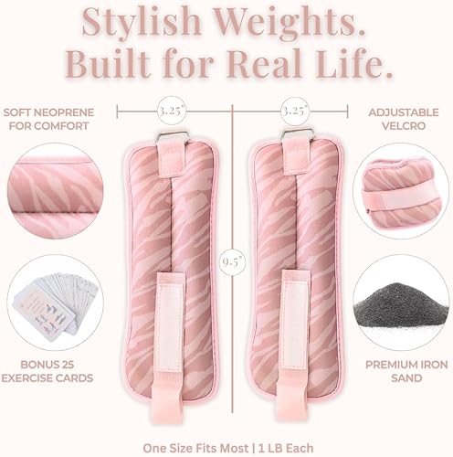 Miniatura 3 de Wrist & Ankle Weights for Women, Ideal for Fitness Workout, Gym, Pilates, Dance, or Yoga, Includes Exercise Guide & Mesh Travel Bag, 1 Pair, 1 Lb