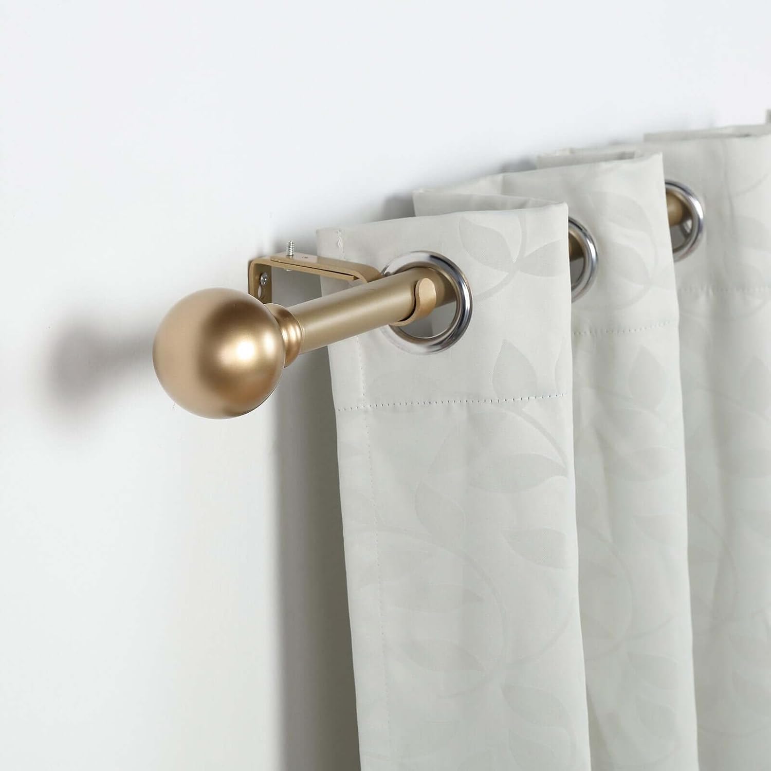 Efavormart 1-Inch Adjustable Curtain Rod Set, 42-126" Telescoping Window Drapery Rod with Round Decorative Finials, Modern Heavy Duty Treatment, Gold