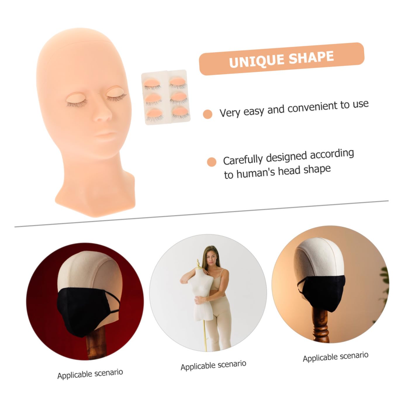 MAGICLULU Silikon Mannequinkopf mit Abnehmbaren Lidern für Realistische Wimpernverlängerungen Wiederverwendbar für Makeup und Üben der Abschlussfeier