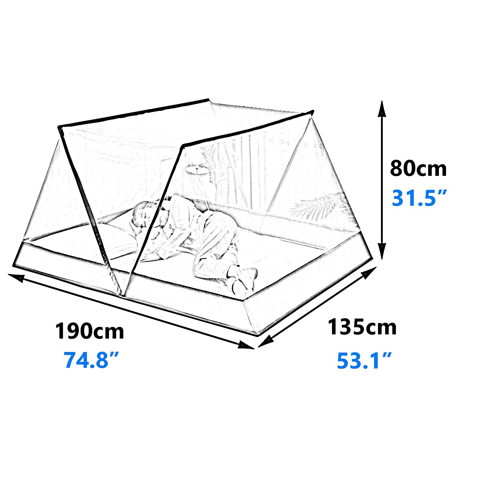 Moskitiera składana moskitiera, składana przenośna moskitiera ogrodowa, bezpłatna instalacja moskitiery (kolor: żółty, rozmiar: 135 x 190 x 80 cm)