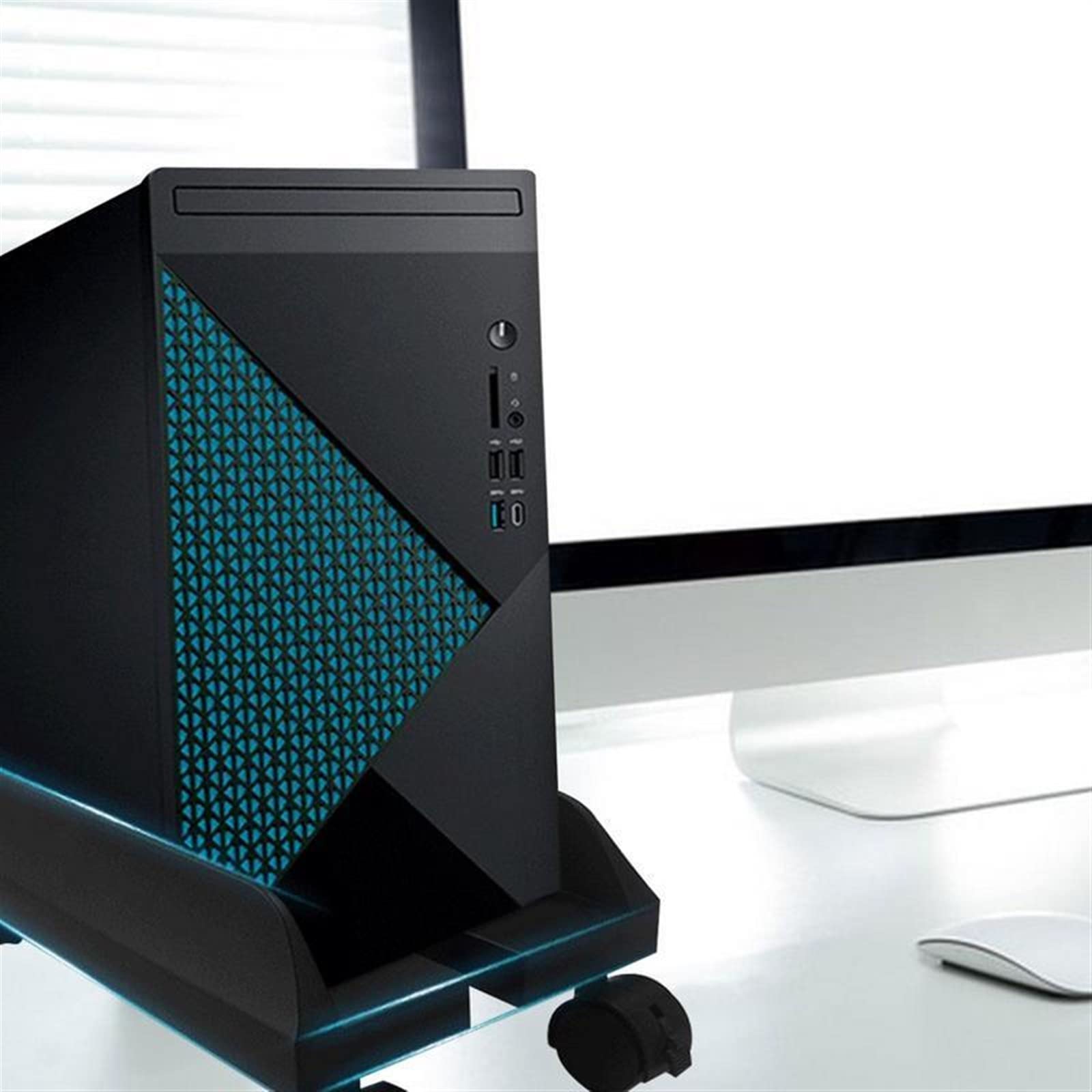 Supporto per monitor regolabile, supporto per processore, supporto per tornio per PC desktop mobile con ruote, supporto per telaio centrale per PC a terra, supporto universale per PC con larghezza