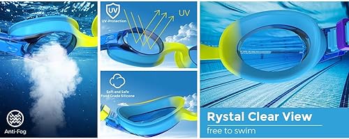 Miniatura 6 de Gafas de natación para niños, lentes antiniebla, 100% protección UV para interiores y exteriores, unisex, de 3 a 10 años