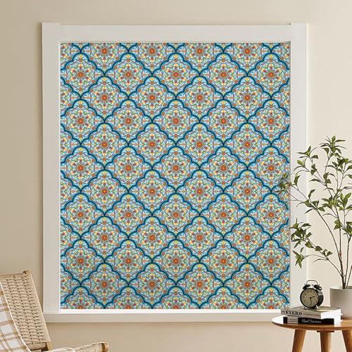 dktie Lámina decorativa efecto vidrieras, lámina para ventanas, lámina de protección visual, lámina de vidrio esmerilado, círculos, adherencia estática, privacidad, pegatina para ventanas (Color 01