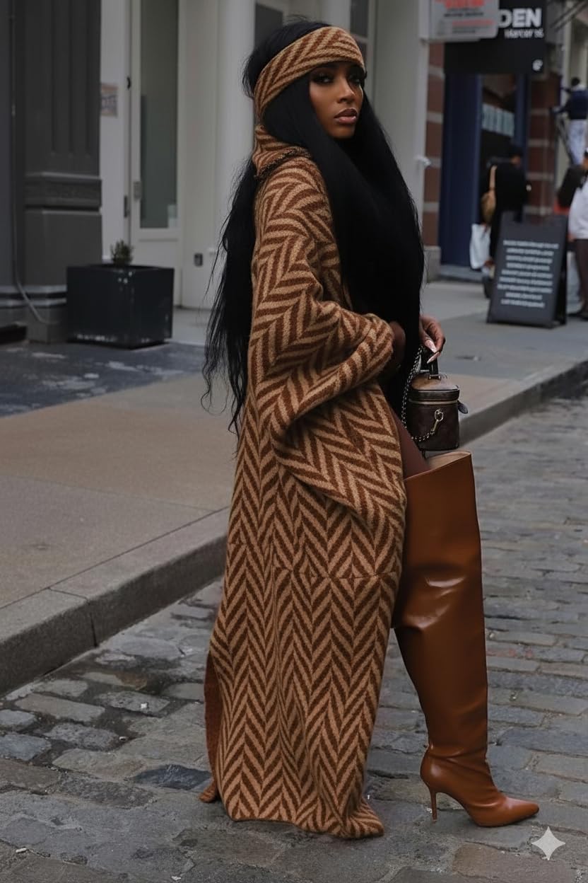 LROSEY Womens Long Cardigan Sweaters Cozy Spring Fuzzy Maxi Sweater Coats Batwing Sleeve Oversized Cardigans with Head Scarf - Image 5