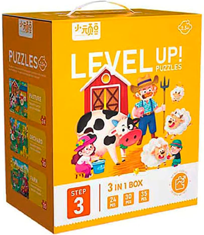 Stage 3 Level up puzzles for kids with 3 themes of farms in premium educational puzzle Toys for girls and boys - 3 in 1