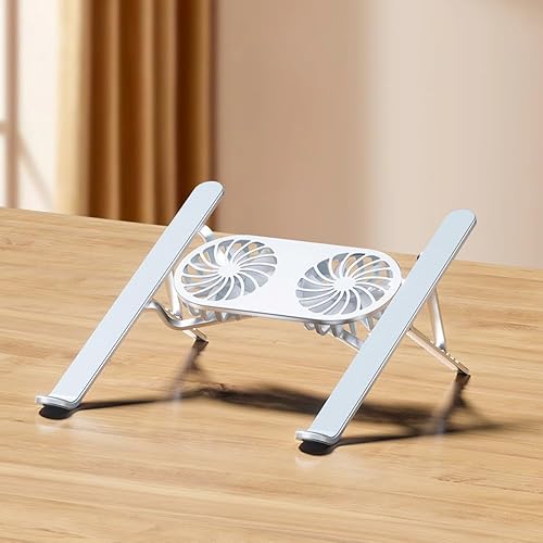 Mayten Soporte para laptop con ventiladores de refrigeración, soporte de aluminio plegable y portátil de refrigeración ventilada, enfriador para