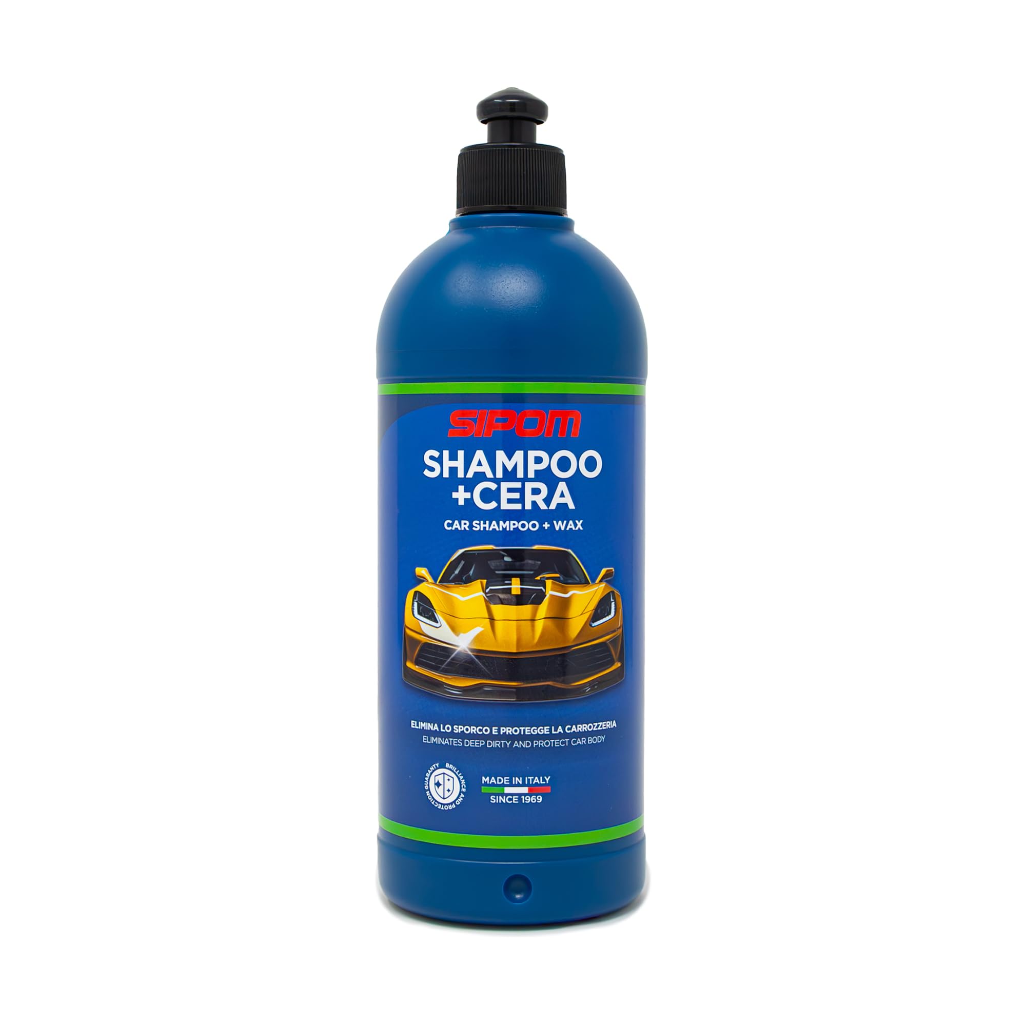 SIPOM Shampoo Auto Professionale con Cera Carnauba pH Neutro 500 ml