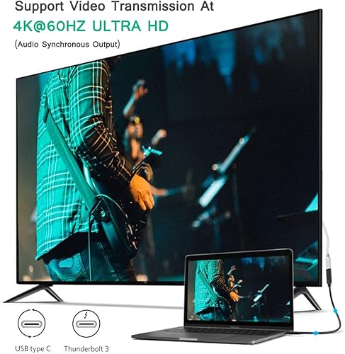 Miniatura 5 de Herfair Cable de extensión USB tipo C macho a hembra, 0.6 pies, compatible con Thunderbolt 3, transferencia de datos de 10 Gbps, carga rápida de 100