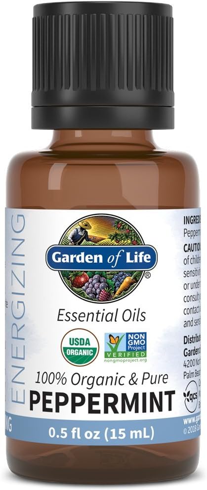 Garden of Life Essential Oil, Peppermint 0.5 fl oz (15 mL), 100% USDA Organic & Pure, Undiluted & Non-GMO - for Diffuser, Aromatherapy, Meditation - Energizing, Invigorating, Refreshing, Uplifting Garden of Life Essential Oil, Peppermint 0.5 fl oz (15 mL), 100% USDA Organic & Pure, Undiluted & Non-GMO - for Diffuser, Aromatherapy, Meditation - Energizing, Invigorating, Refreshing, Uplifting