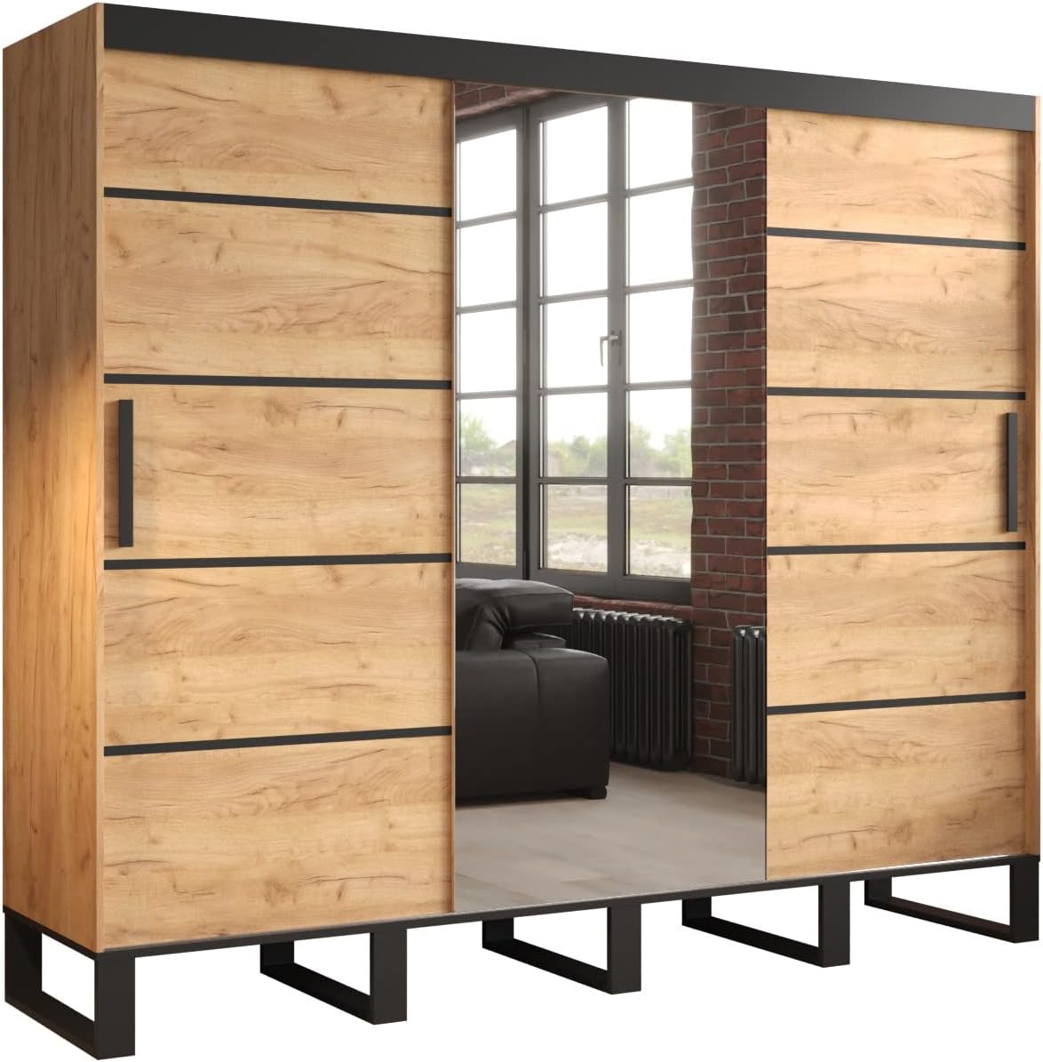 Armoire à Portes coulissantes LOFT V2 250 Armoire sur Pieds en métal