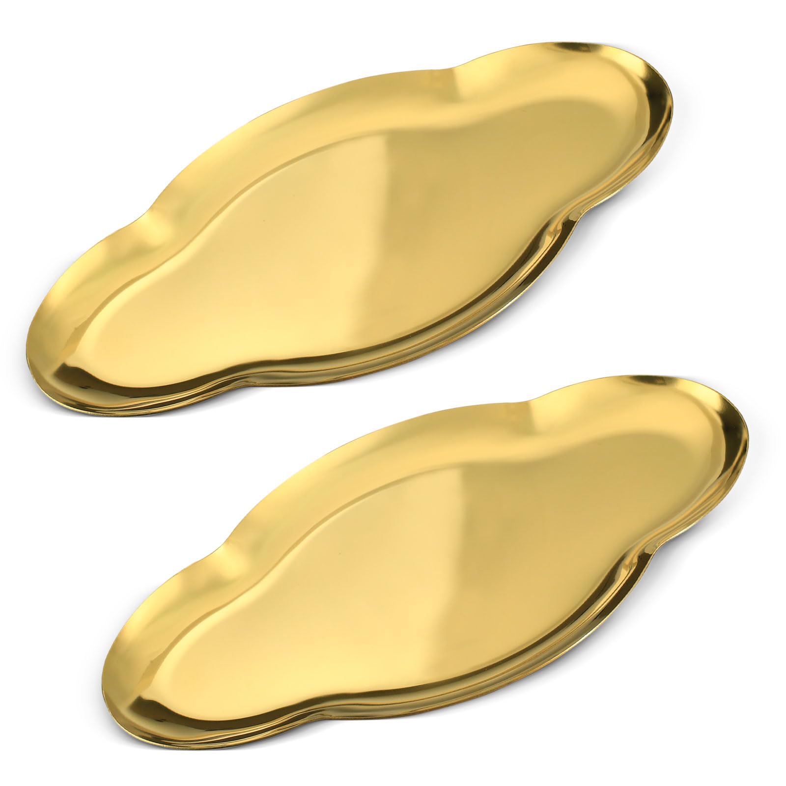 Modixun 2Pcs Stainless Steel Jewelry Tray, 23cm Cute Cloud Bathroom Decorative Tray Trinket Dish, Ring Dish Vanity Tray for Perfume Key Candle Aesthetic Room Decor(Gold)