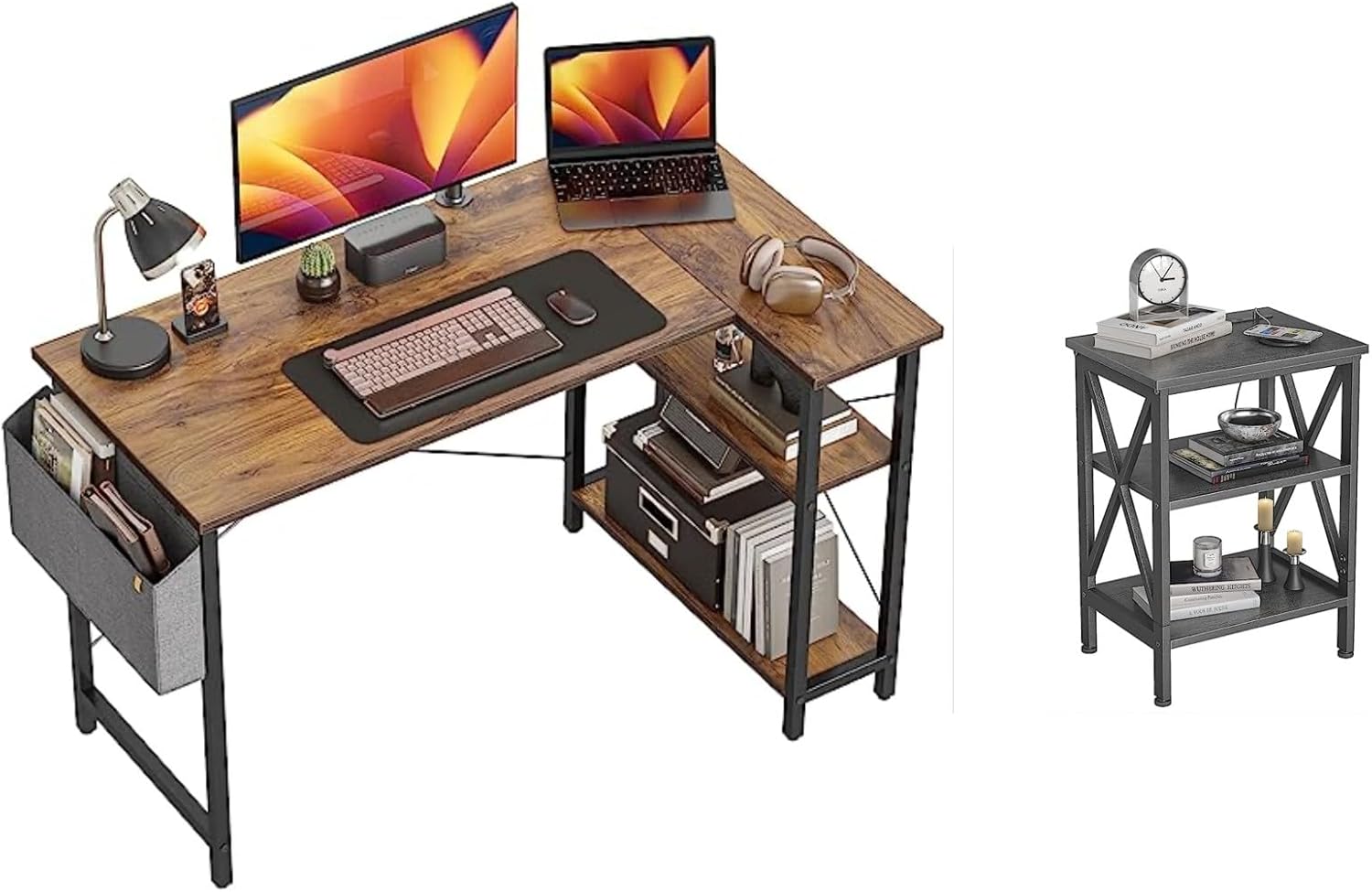CubiCubi 40 Inch Small L Shaped Computer Desk with Storage