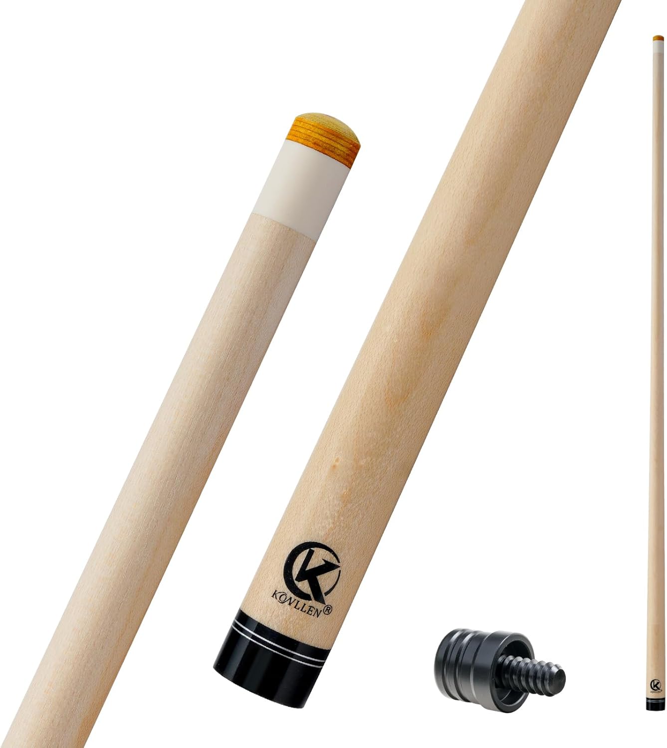 KONLLEN Maple Pool Cue Shaft 3/8 x 8 Joint, 12.5mm Tip – Reinforced Core for Enhanced Stability