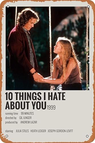 Póster de película vintage 10 Things I Hate About You 1999, letrero de metal para cafetería, bar, hogar, pared, decorativo, 8 x 12 pulgadas