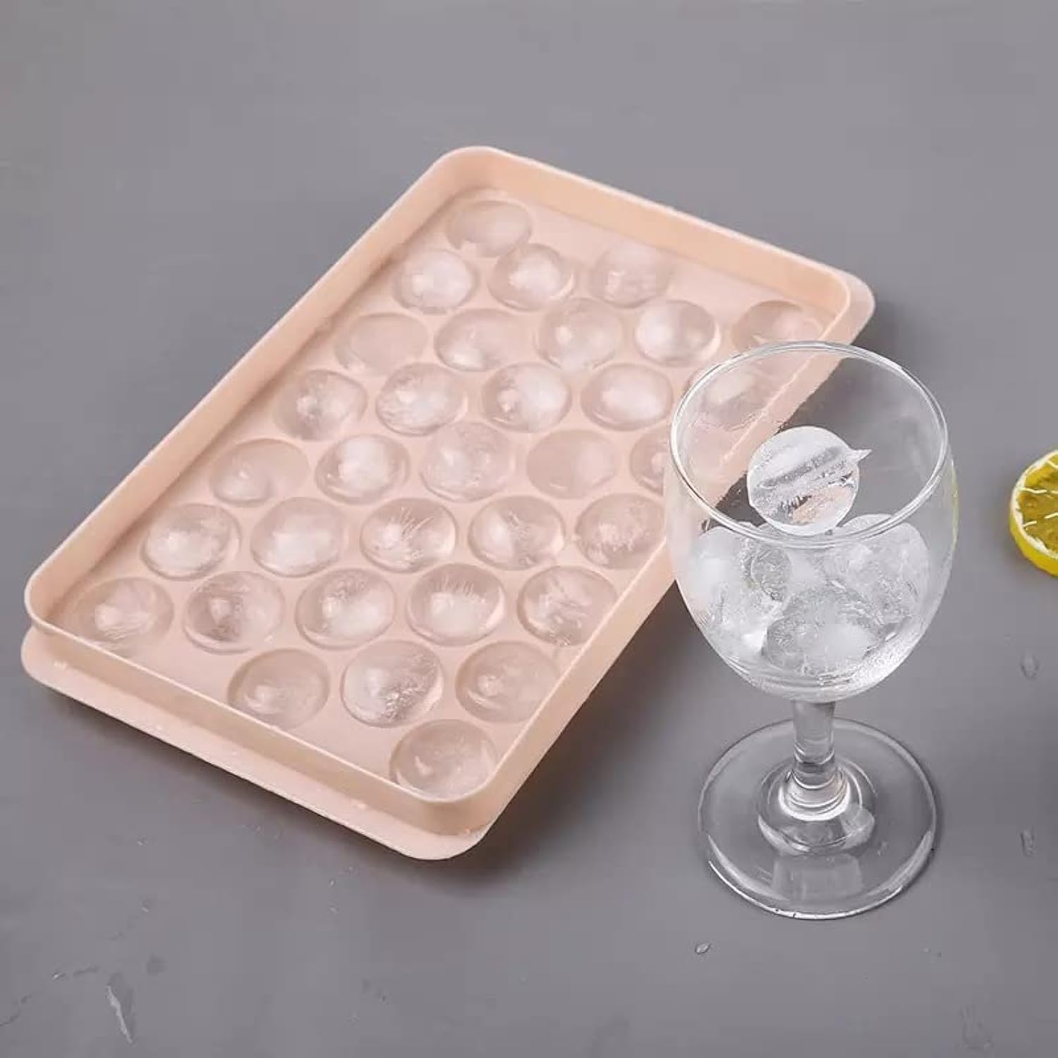 Round Ice Cube Tray with Lid,Ice Ball Maker Mold for Freezer,Mini Circle Ice Cube Tray Making 1 in X 33PCS Sphere Ice Chilling Cocktail Whiskey Tea & Coffee (24.8 x 15.6 x 6.6 cm; 260 Grams, Blue)