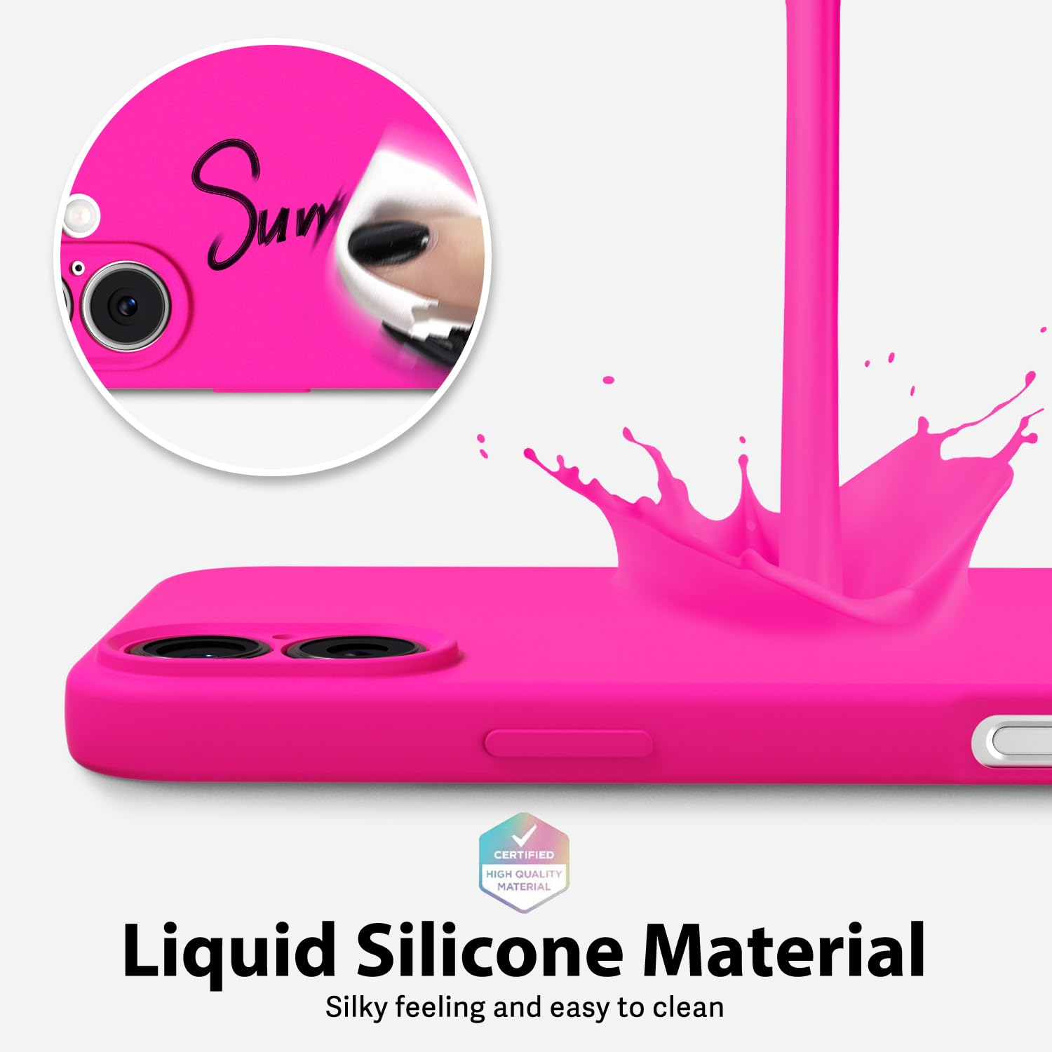oakxco for iPhone 16 Pro Max Case Liquid Silicone, Soft Rubber Gel Elegant Aesthetic Basic Simple Cover, Cute Thin Slim TPU Matte Solid Color Plain Smooth Case for Women Girl, Light Pink — view 1559