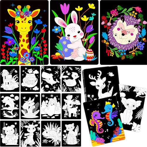 36 PCS Animal Coloring Posters Easy to Color Arts & Crafts Indoor Coloring Project for All Age DIY Painting Quiet Time Activity for Girls & Boys Birthday Christmas Gift for Toddlers Teens Adults