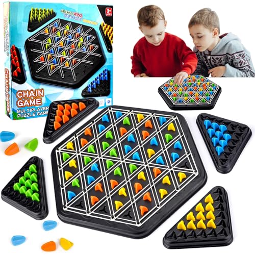 Juegos De Clavijas Triangulares，Triggler Juego De Mesa Gomas，Juego de Clavijas Triangulares con Cadena Juguetes interactivos, Juego De Mesa De Ajedrez Triangular Interactivo para Niños Adultos