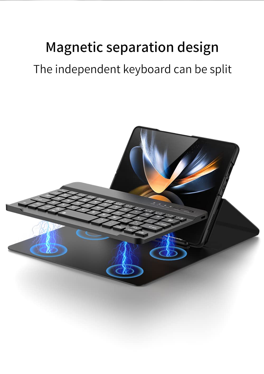 COQUE Funda para Samsung Galaxy Z Fold 4, Protector de Pantalla, Teclado, lápiz Capacitivo + Ranura para bolígrafo, Kit de Oficina, Funda Plegable para teléfono Samsung Galaxy Z Fold 4 5G, Fibra de
