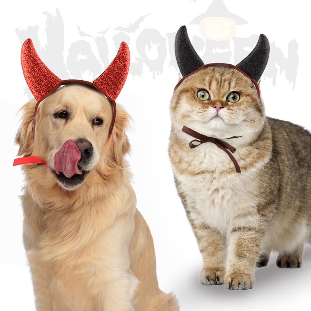 Haustier Halloween Stirnband Mit Teufelshörnern – Verstellbar, Größe M, Für Hunde & Katzen