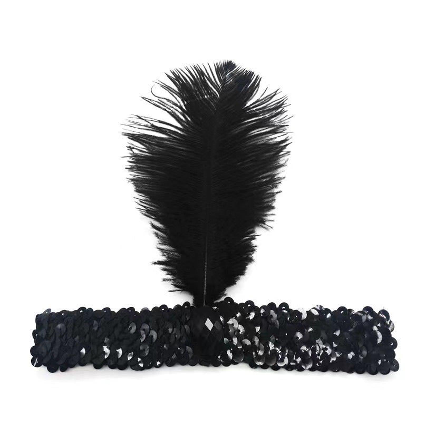 ONESWI 1920s Flapper Headband for Women, Feather Headwear for Gatsby Theme Party, Halloween Party Feather Headband