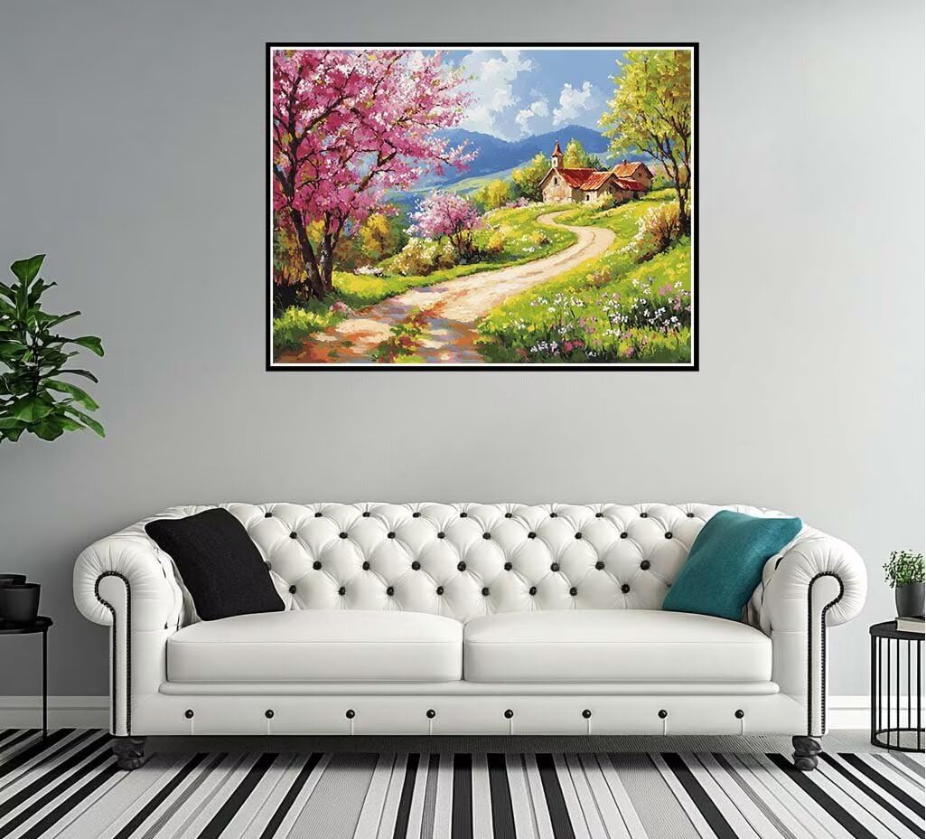 Dipingere con i Numeri Adulti Scenario Naturale Casa 90x60 cm, Kit Pittura Adulti Fai-da-Te per Principianti, Paint by Numbers con Vernici e pennelli, Decora la casa Regalo (senza cornice) -YH131