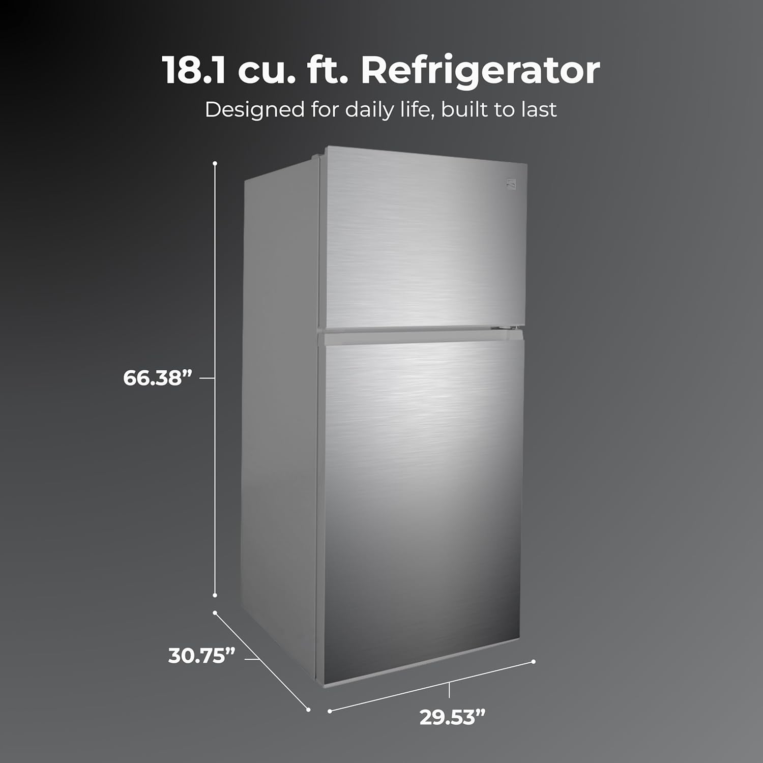 Kenmore 30 in. 18.1 cu. ft. Capacity Refrigerator/Freezer with Adjustable Glass Shelving, Humidity Control Crispers, Ice Maker, ENERGY STAR Certified, Fingerprint Resistant Stainless Steel