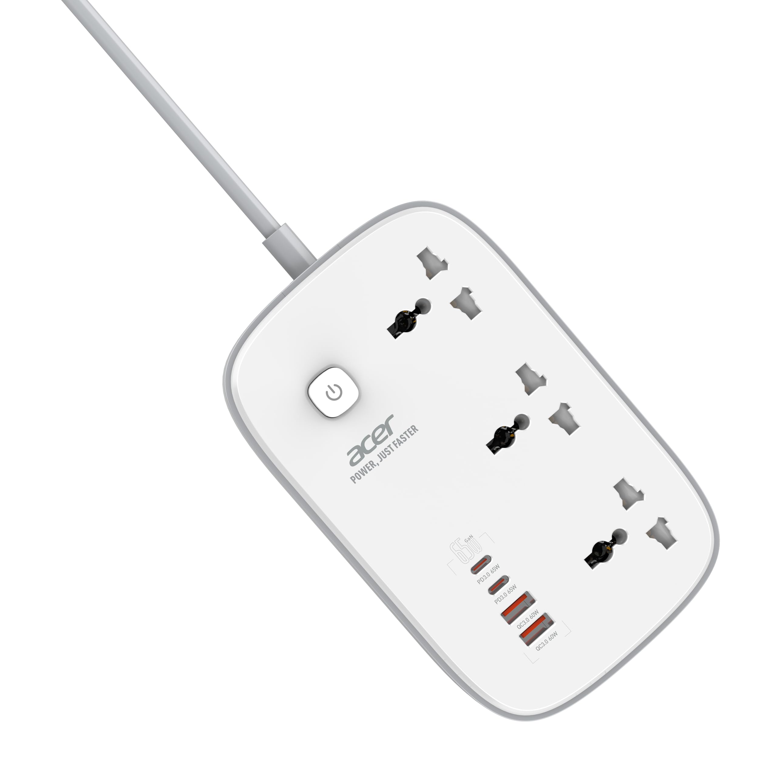 Acer PowerHub Core GaN | 3 AC Outlets + 4 USB Ports (2 Type-C GaN PD 65W + 2 Type-A) | GaN Fast Charging 2500W | Surge Protection | Compact Desktop Power Strip | Overload Safety Protection-image-41