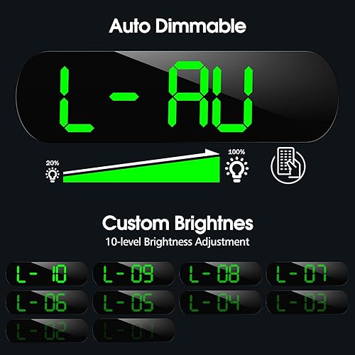 Miniatura 4 de Zgrmbo Reloj de pared digital, reloj digital de pantalla grande de 13 pulgadas con control remoto, reloj de pared con atenuación automática con luz