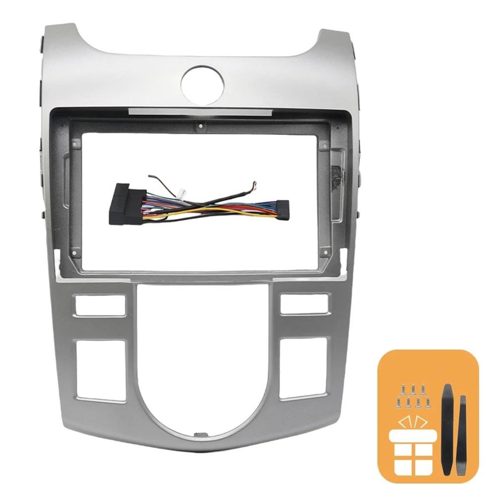 Générique Cadre de façade d'autoradio pour Kia pour Cerato pour Forte pour K3 TD 2008-2013 | Kit Tableau Bord Android 9" Cadre Et Panneau Stéréo Voiture Autoradio Tableau de Bord(AT Silver Set)