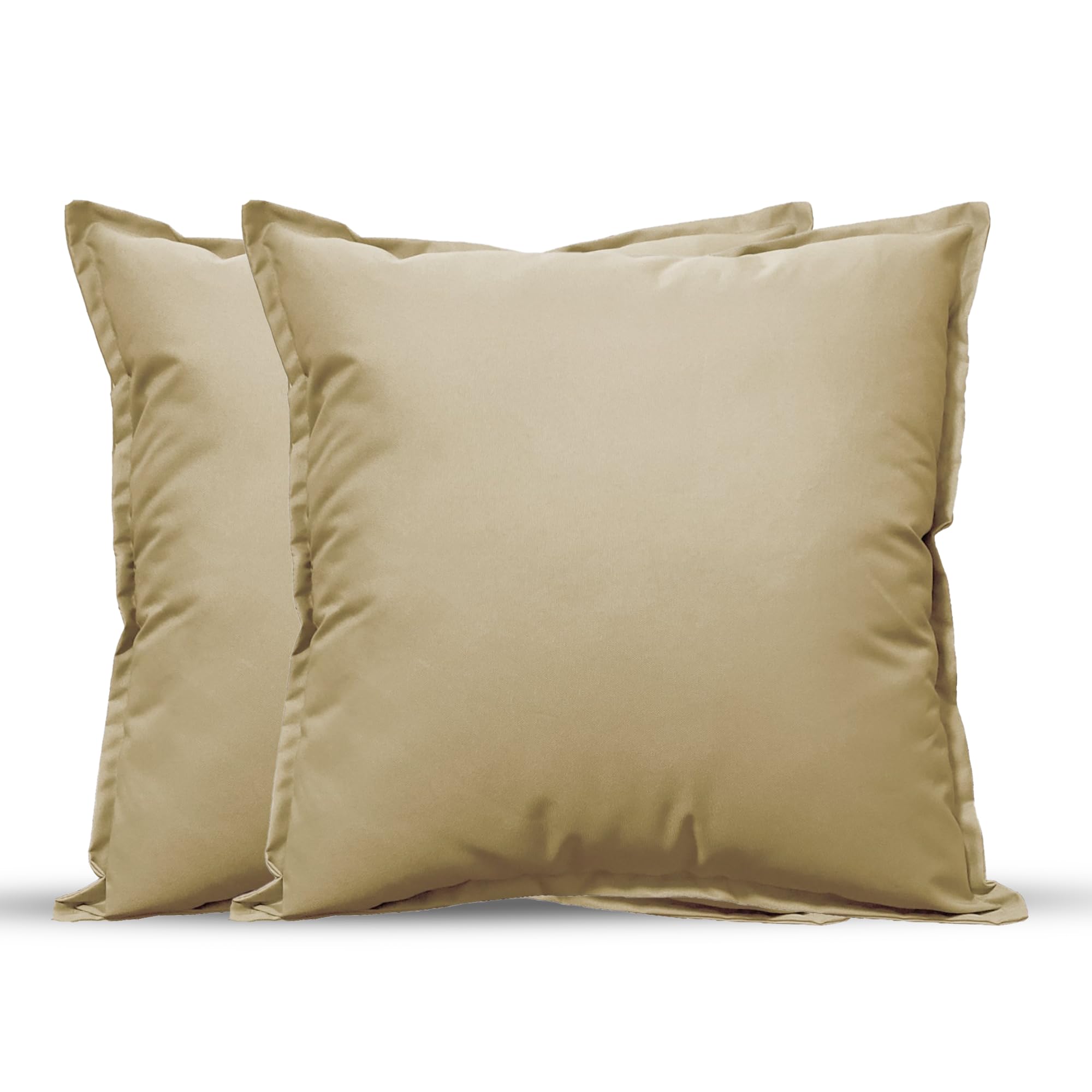 Outdoor Cushions Waterproof FILLED 2 Pack 60x60cm 24"x24" Zippered Outdoor Garden Cushions Waterproof With Cushion Covers Living Room Garden Sofa Patio (Beige, 60 x 60 cm (Pack of 2))