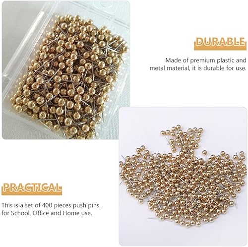 Miniatura 8 de Healifty 400 alfileres de costura, cuentas de bola, alfileres rectos para costura, joyería, costura y decoración de manualidades (dorado)