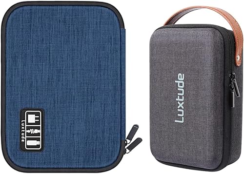 Luxtude Organizador compacto de electrónica, estuche rígido para electrónica, almacenamiento de cargador, almacenamiento de cables
