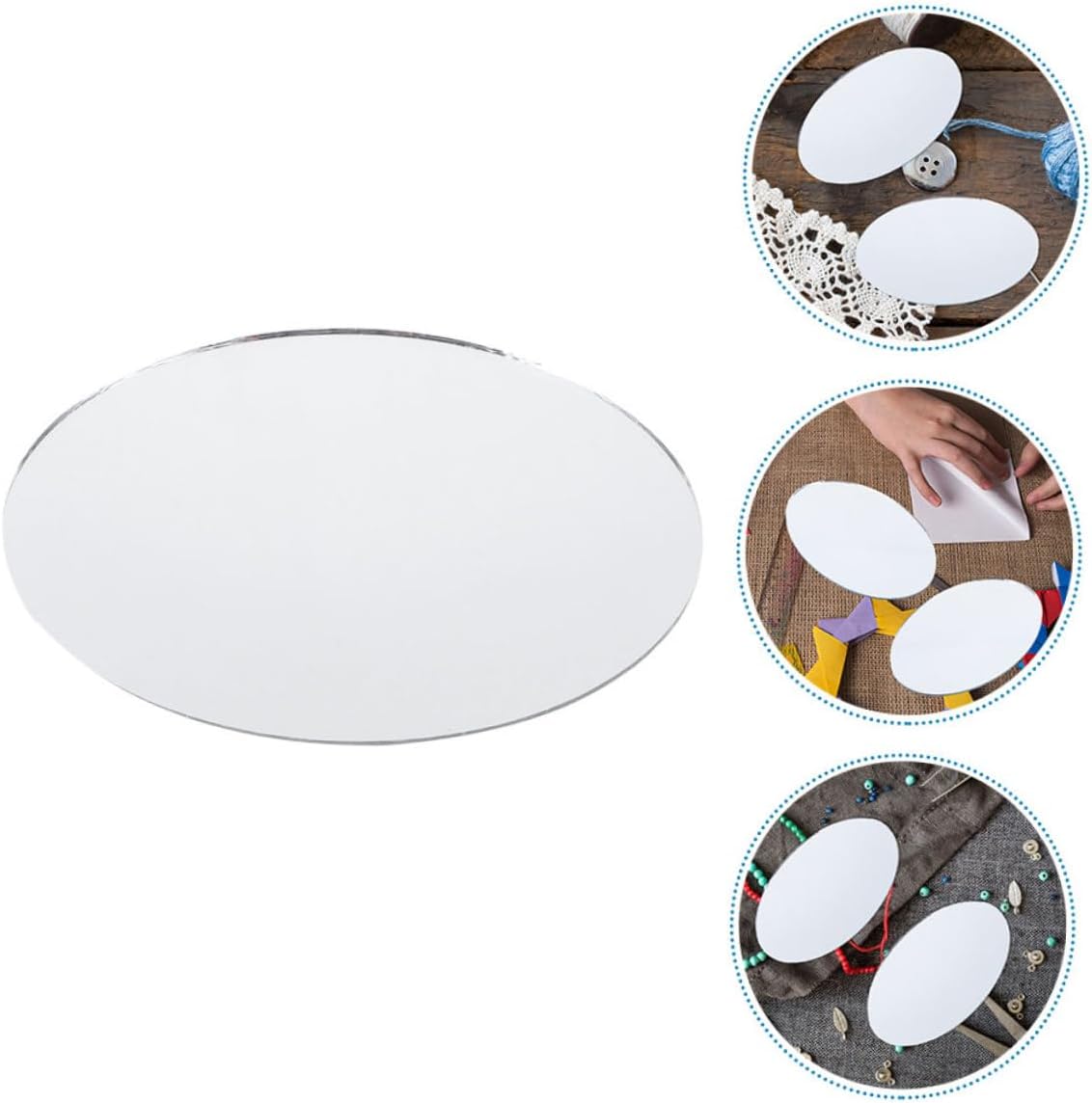 10pcs Oval Mirror Lens for Craft and Makeup Projects Scratch-Resistant Glass Cosmetic Mirrors for Home and Travel Use