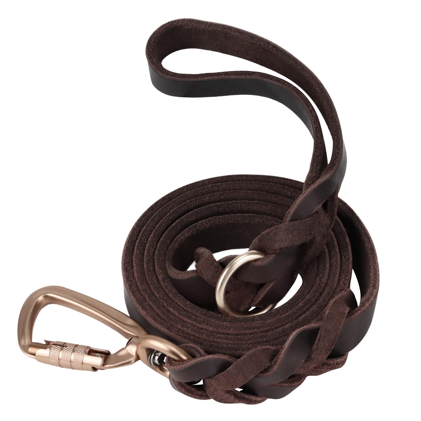 Joytale Correa Cuero Perro, Correa de Cuero Genuino de Vaca 1,8m * 2cm, Correa de Perro de Alta Resistencia con Gancho de Aluminio Ligero, Suave Duradera Correa para Perros Grandes y medianos, Marrón