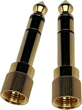 CESS 2-Pack 1/4" Stereo Phone Screw-On Adapter - Male 1/8" to Male 1/4" - 3.5mm Stereo to 6.35mm Stereo