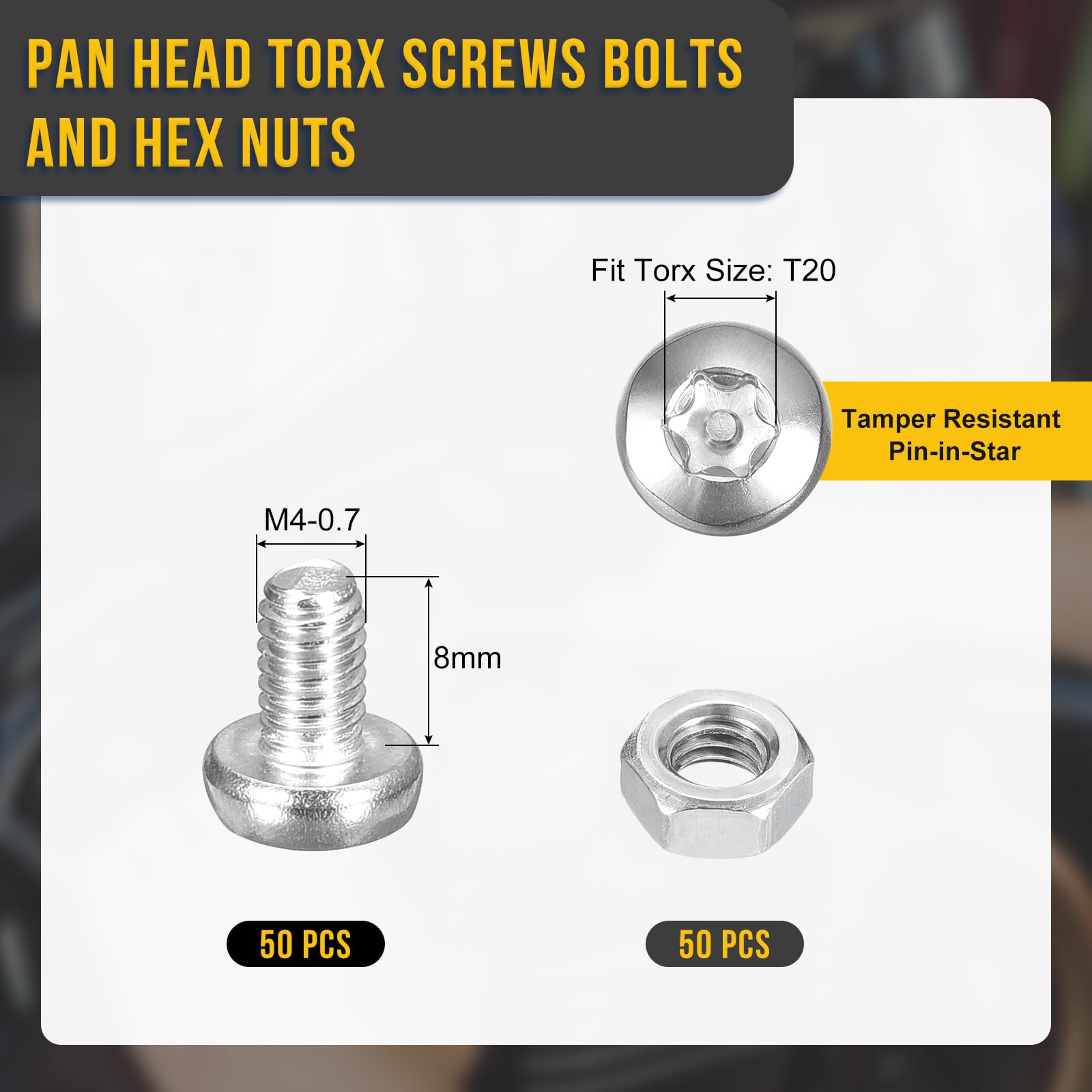 DTGN M4x6mm Pan Head Torx Security Screws, 100Pack, Good for Machinery - Image 2