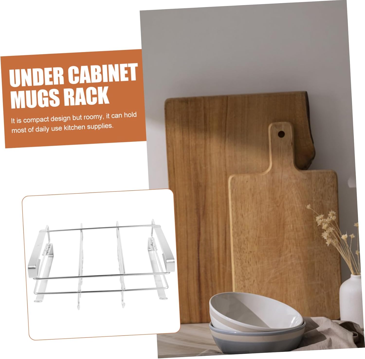 VALICLUD Shelf Storage Rack 25cm Kitchen Organization No Drilling Black Cutting Board Holder Space-saving Utensil Hanger for Cabinets and Shelves