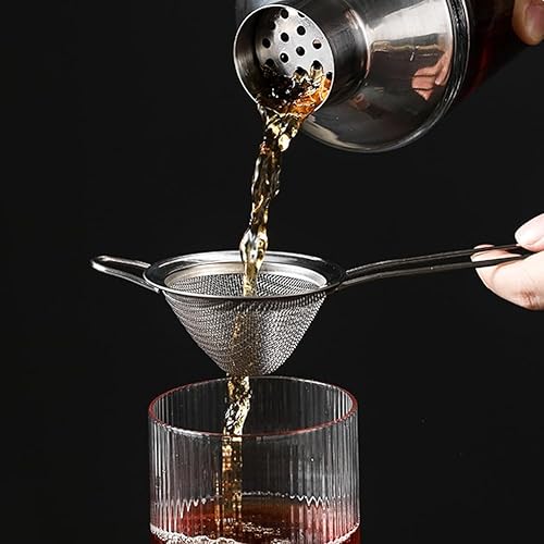 Miniatura 7 de Colador de malla fina de acero inoxidable con asa, práctico tamiz de malla fina de forma cónica, mini colador de cóctel resistente para cócteles,