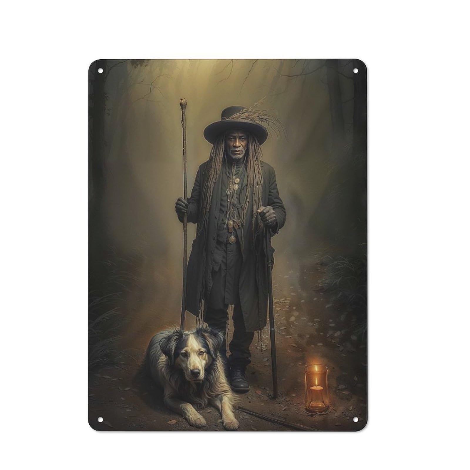 Junmoney Papa Legba Spirit Vintage Metal Gift Sign 40X30cm, Room Wall Plaque For Hallway, Home Bar, Garage Or Study