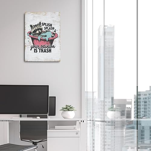 Miniatura 6 de Funny Retro Raccoon Canvas Wall Art Wall Decor, Cute Raccoons Humour Saying Framed Prints Poster Painting Artwork for Home Office Bathroom Farmhouse