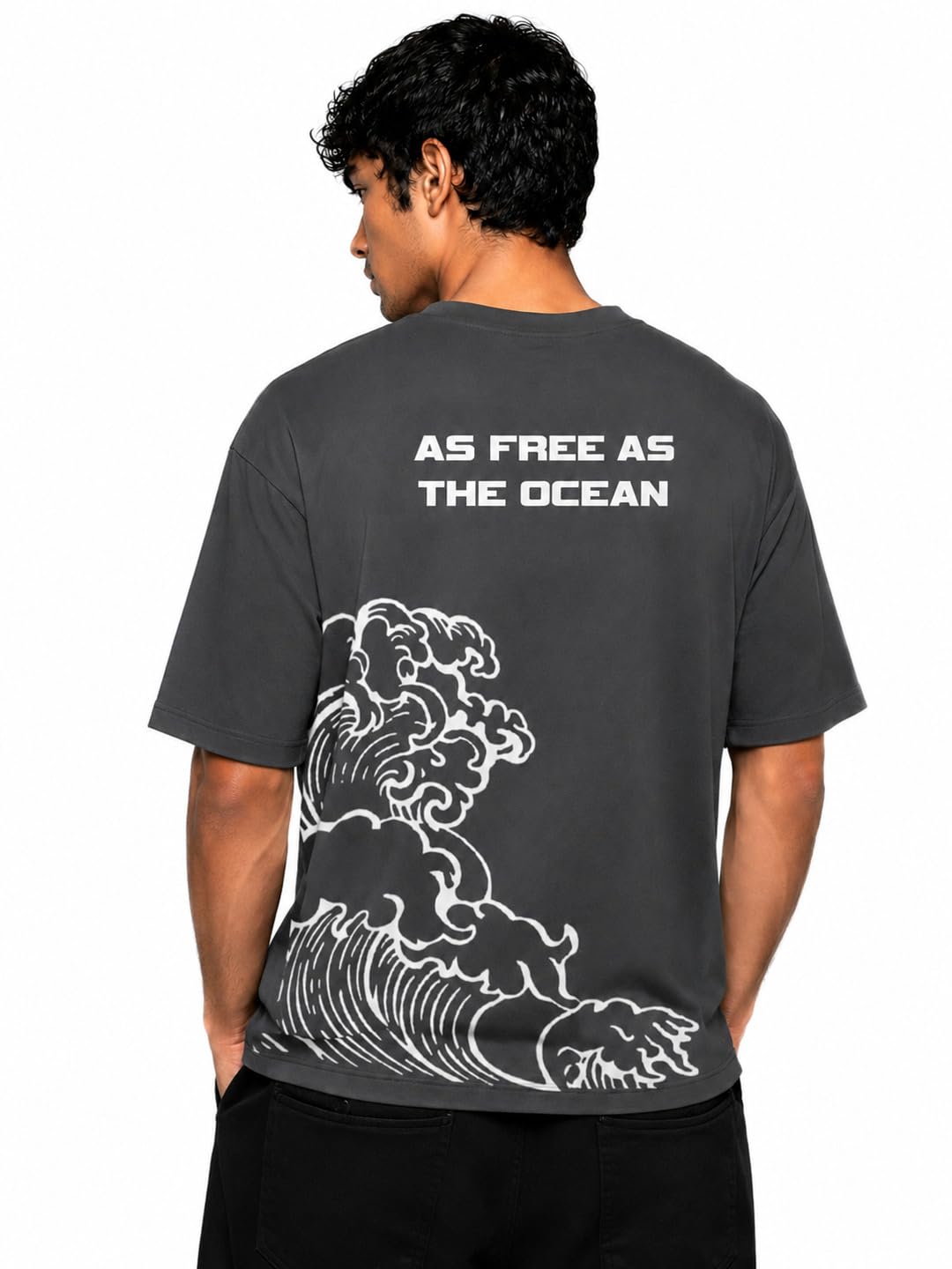 The Arth India Ocean Freedom Motivational Oversized T Shirt for Men