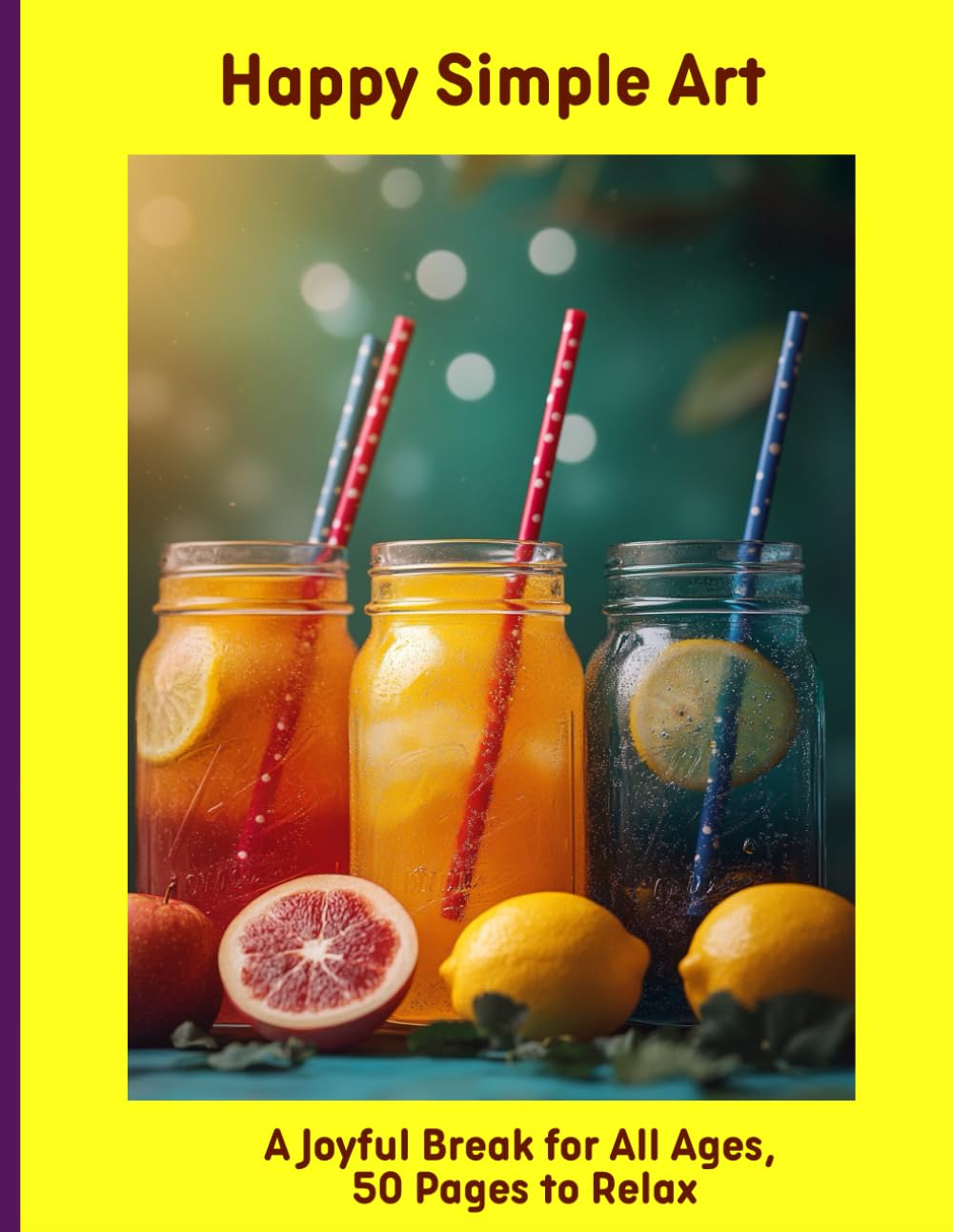 Happy Simple Art: A Joyful Break for All Ages, 50 Pages to Relax