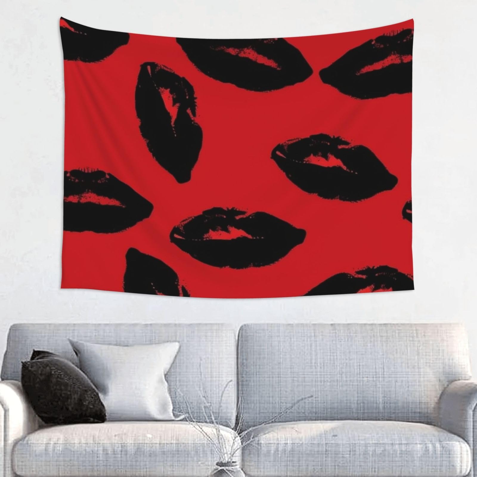 FodPand Red And Black Lips Tapestry Wall Hanging 29x37in Tapestries Wall Backdrop Room Poster Art Aesthetic Decor For Home Office Bedroom Living Room Dorm
