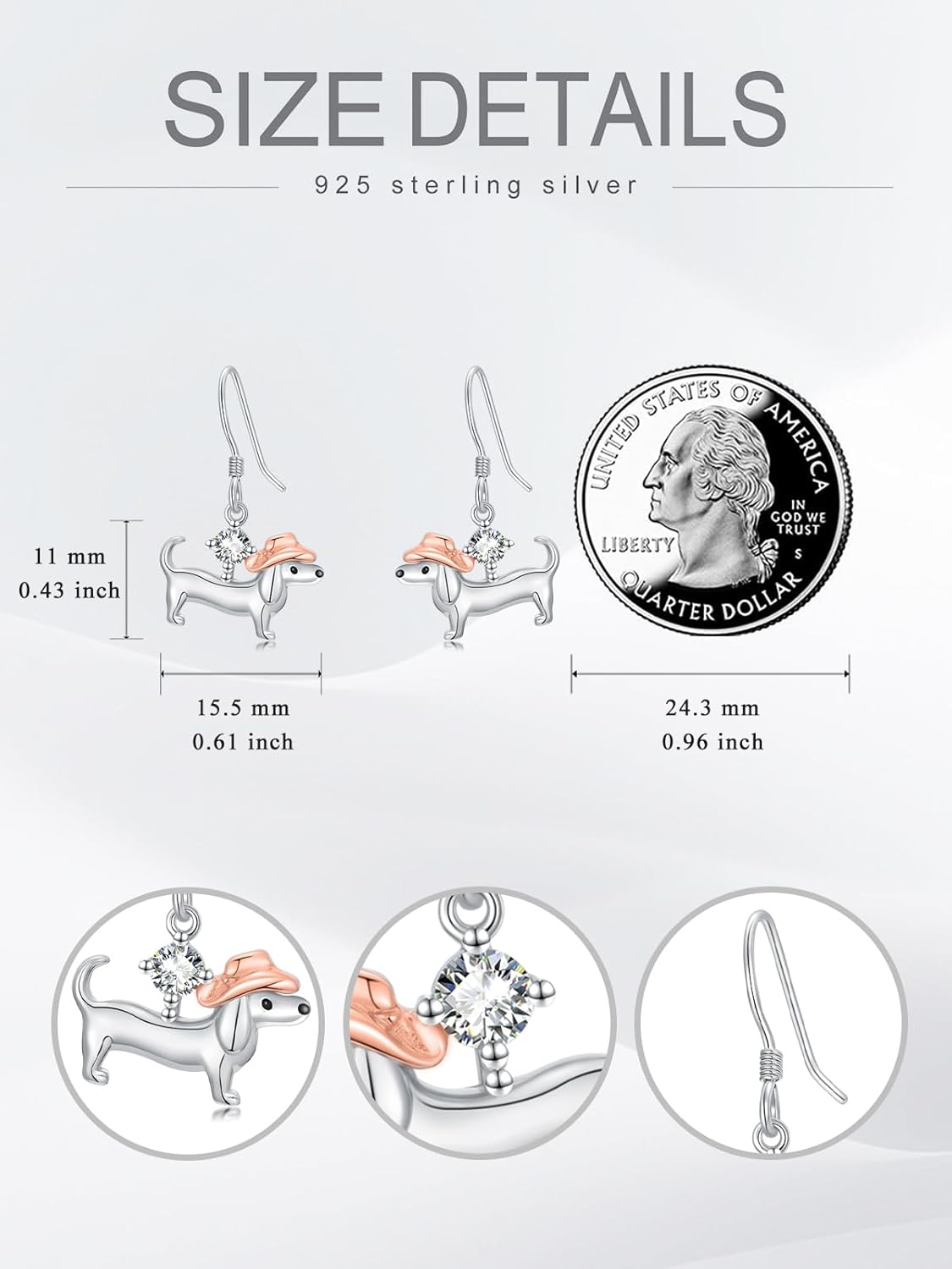 Dorunmo Dachshund Birthstone Earrings 925 Sterling Silver Dachshund Dog Dangle Earrings Birthstone Jewelry Gifts for Women Weiner Dog Lovers Birthday