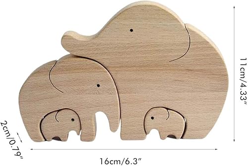 Miniatura 2 de Pssopp Estatua de elefante, madre e hijo, estatua de elefante de madera, decoración del hogar, estatuas de jardín, elefante para estantes, mesa,