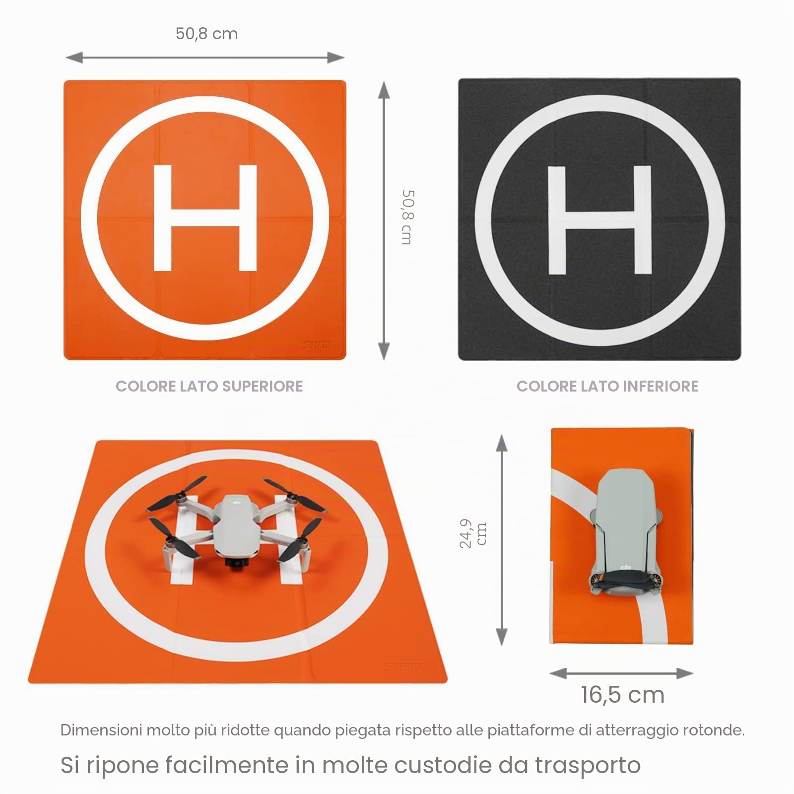 SYMIK LP500 Drone Landing Pad 20''/50cm, Piattaforma Di Atterraggio (2x3 volte) Pieghevole Rapida Pesato Impermeabile per DJI Flip/Neo/Mini 4 Pro/3 Pro/Mini 4K, Air 3S/Air 3/ 2S