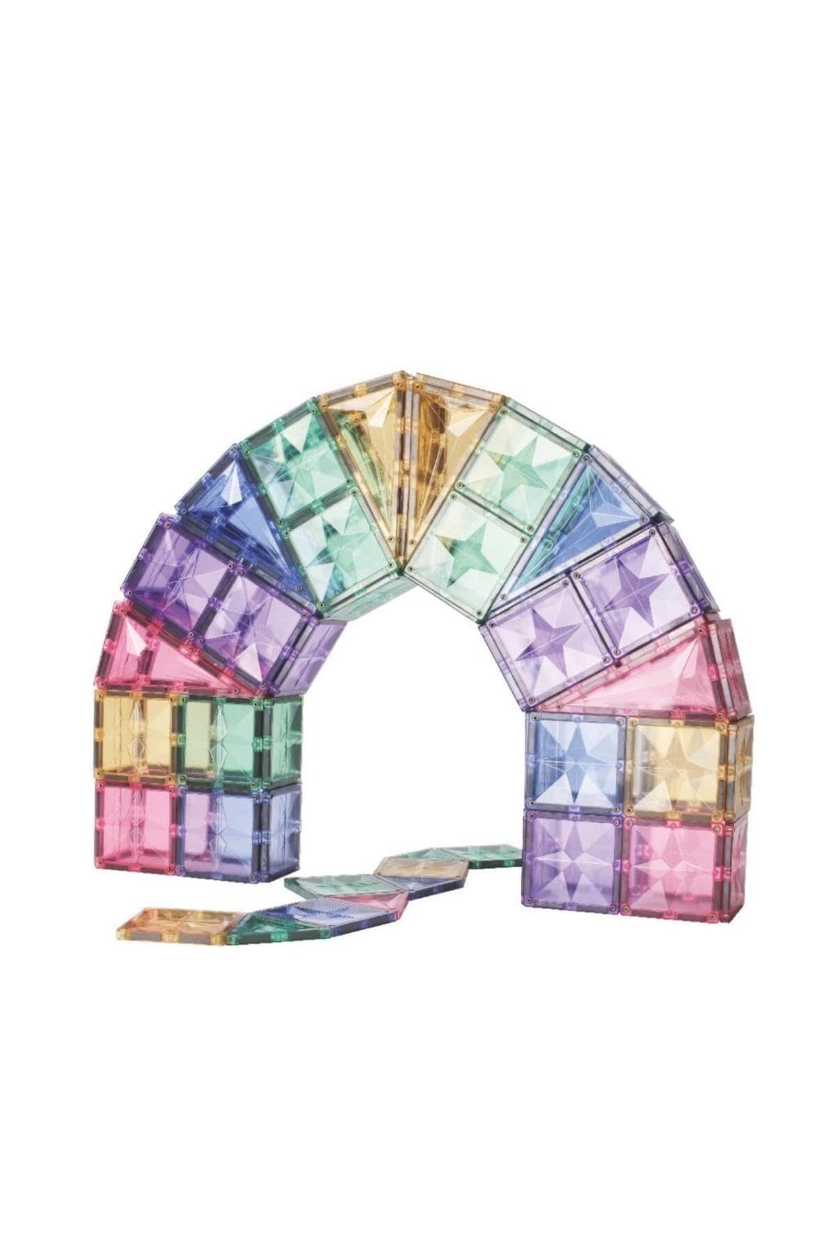 Großer Kreativ-Bausatz in Pastellfarben 125 Teile, großes Set, langlebiges Magnetspielzeug, Robustes Lernspielzeug, erweiterbare Sets, für Kinder ab 3 Jahren