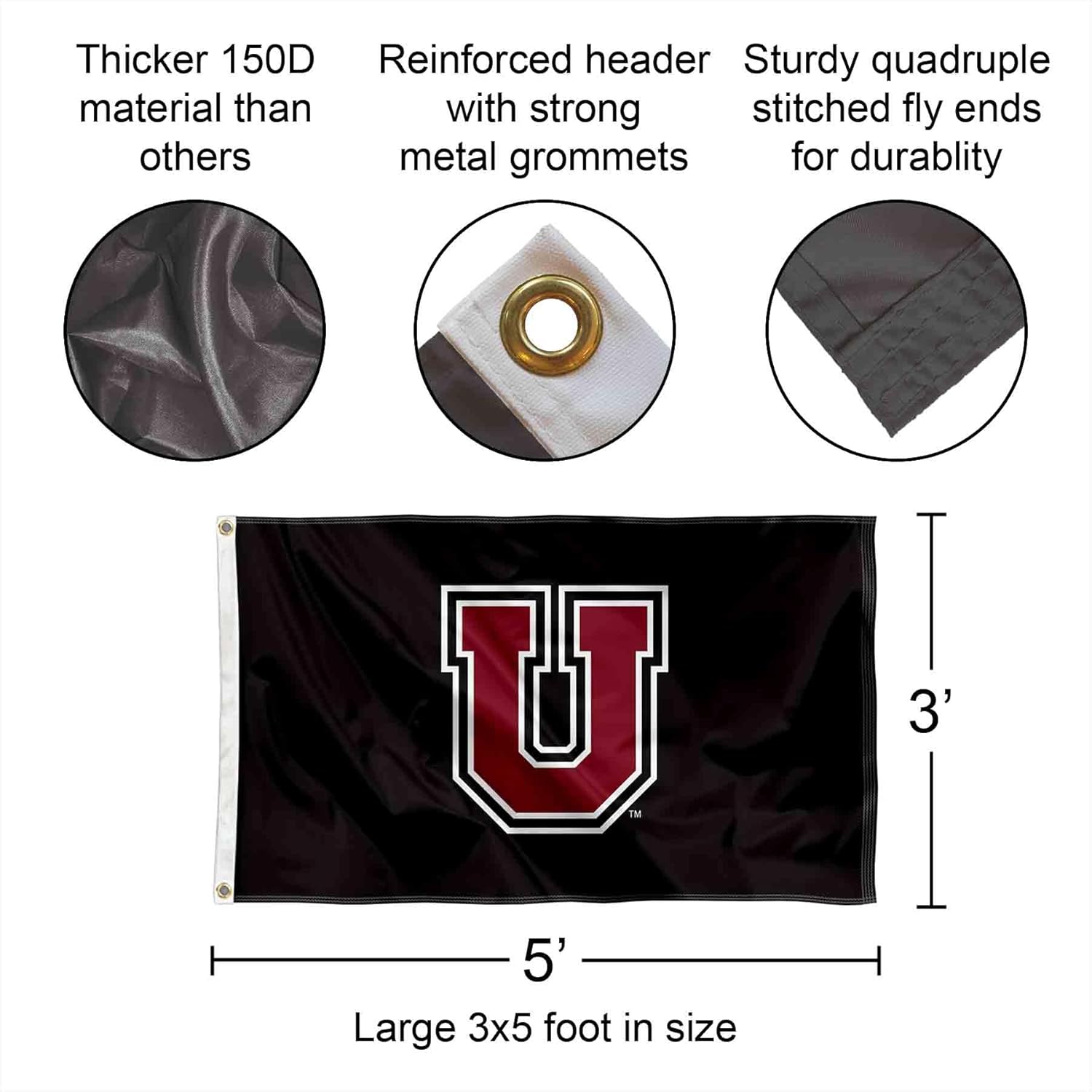 Union College U Logo Large Grommet Banner Flag - Image 2