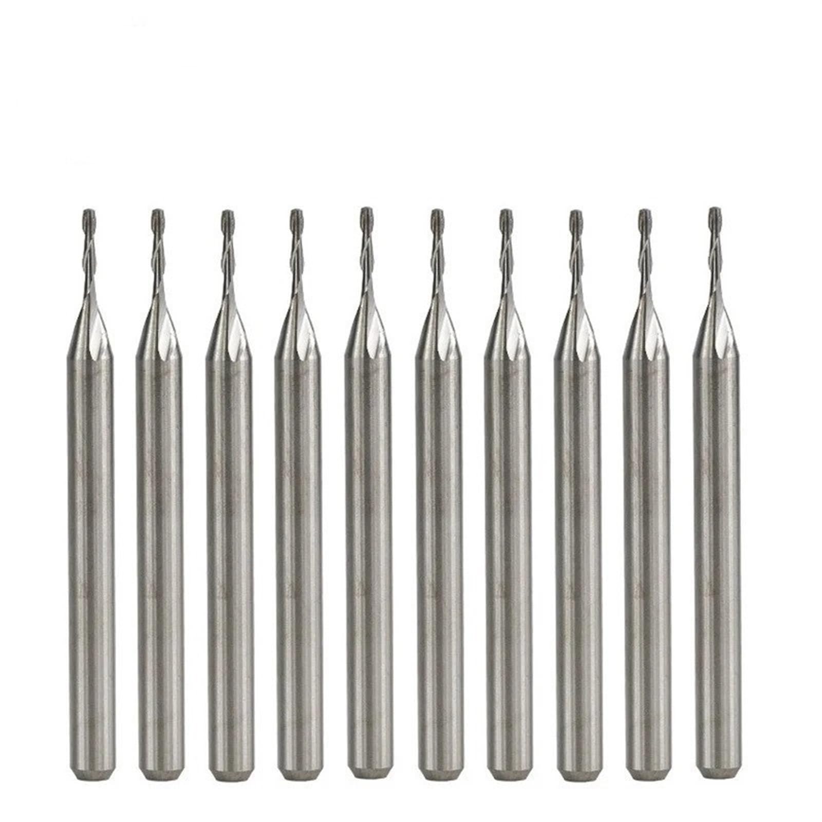 FCARUMIQP 10pcs Ball Nose Router Bits 3.175mm Shank Sprial Milling Cutter Carbide End Mill Length 38mm Set 2 Flutes CNC Engraving Bit